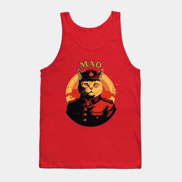 Chairman Mao - Chairman Meow - Mao Zedong Communist Party Leader Cat design.  毛主席 - 猫主席 - 共产党领导猫泽东 Tank Top by SocraTees